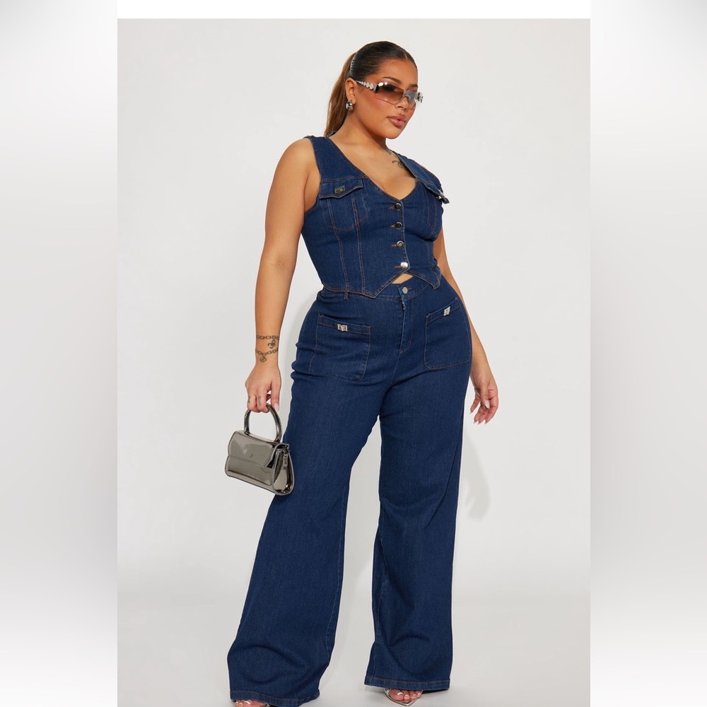 Fashion Nova Dark Blue Jean matching set